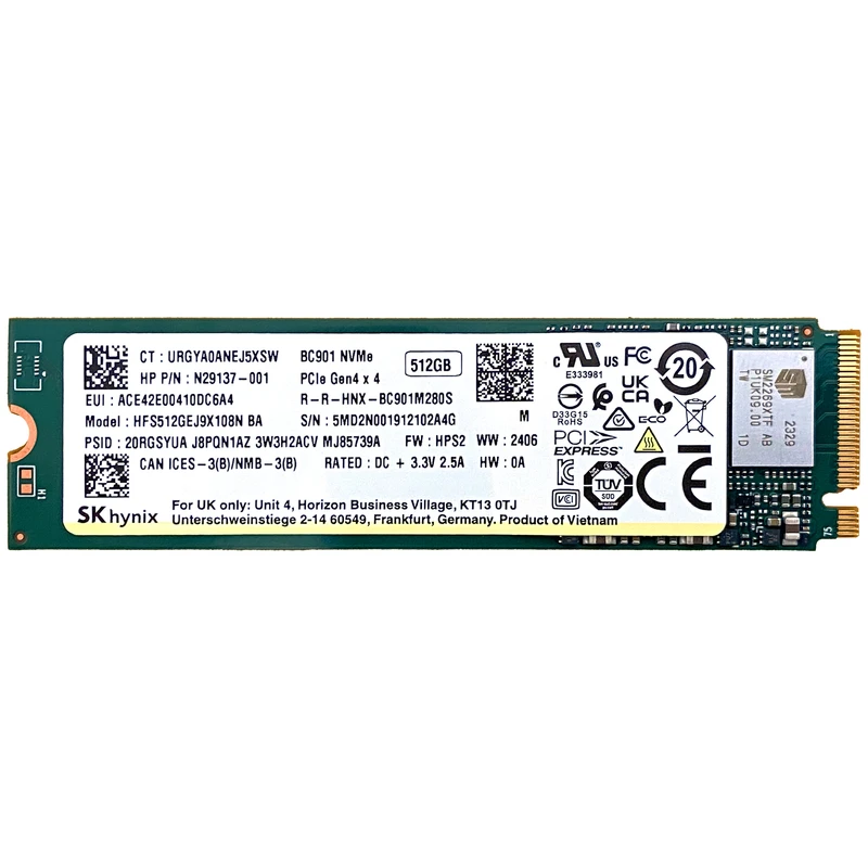 اس اس دی اینترنال اس کی هاینیکس مدل BC901 NVMe ظرفیت 512 گیگابایت